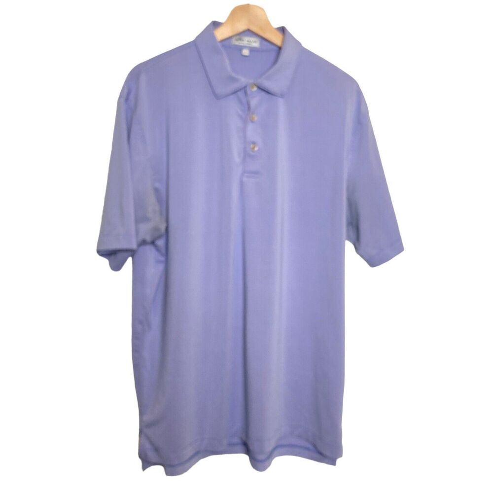 Peter Millar Mens Polo Size Large Summer Comfort Blue Striped Golf Shirt